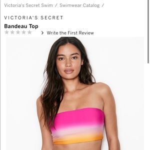 VICTORIA'S SECRET pink & yellow swim bandeau top